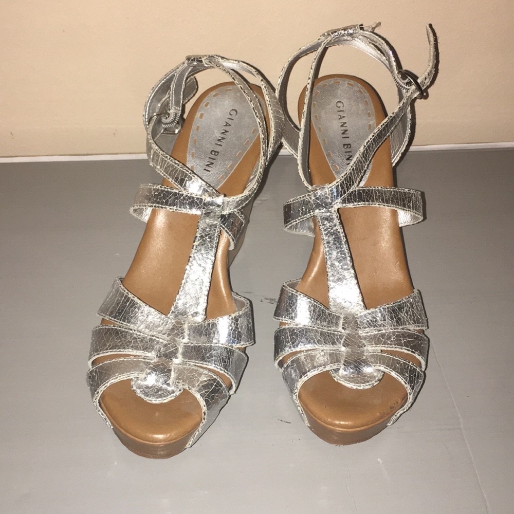 Gianni Bini silver, wedge sandals, size 10M